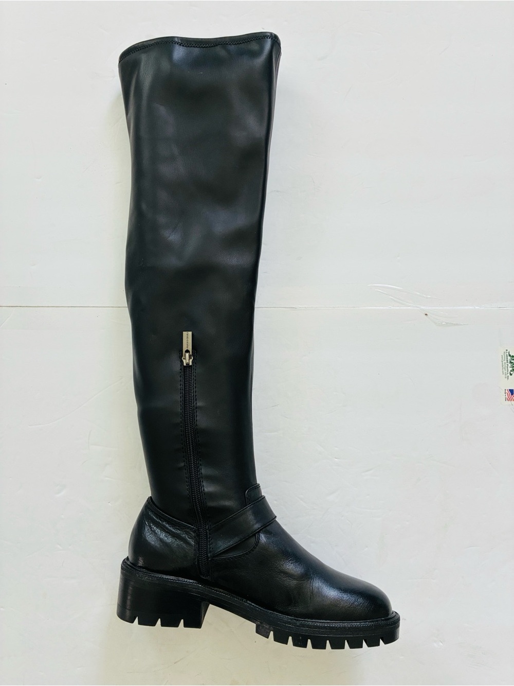 Vince Camuto Abrila Knee-High Black Leather Lug Sole Tall Boots Size 6.5 NEW - Picture 7 of 11